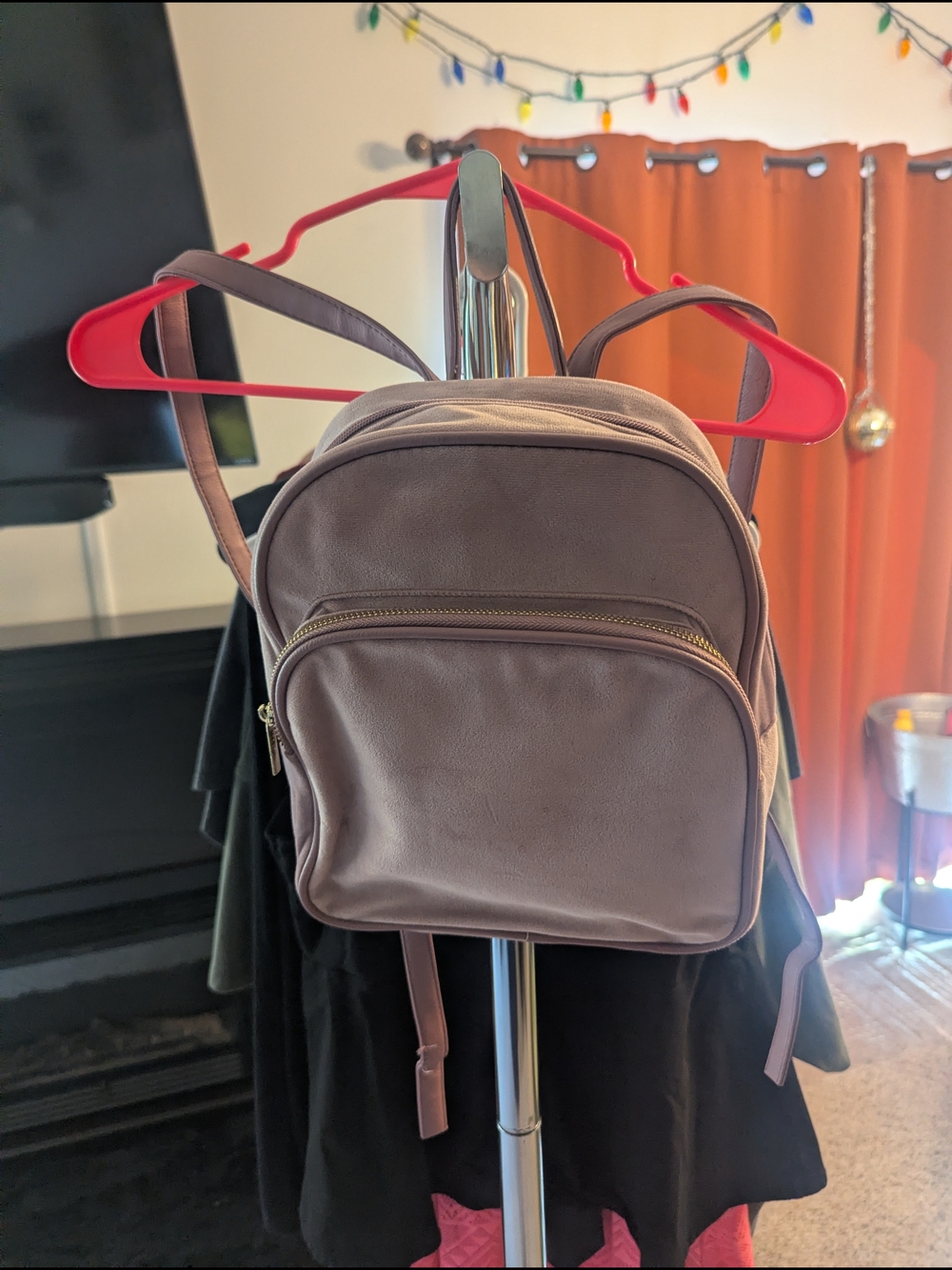 🧡Blush Velour Small Backpack